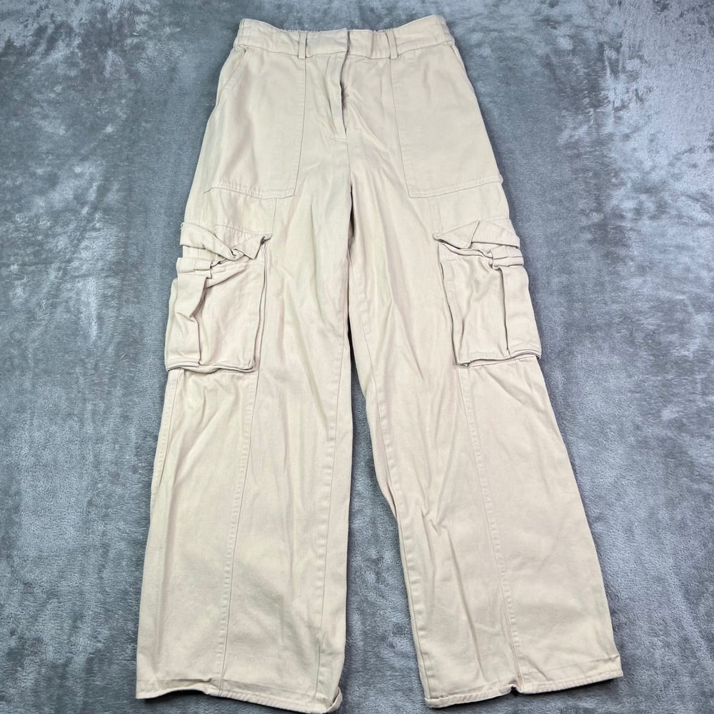 Altar'd State‎ Cargo Pants Womens Small Beige Solid Cotton Wide Leg Utility